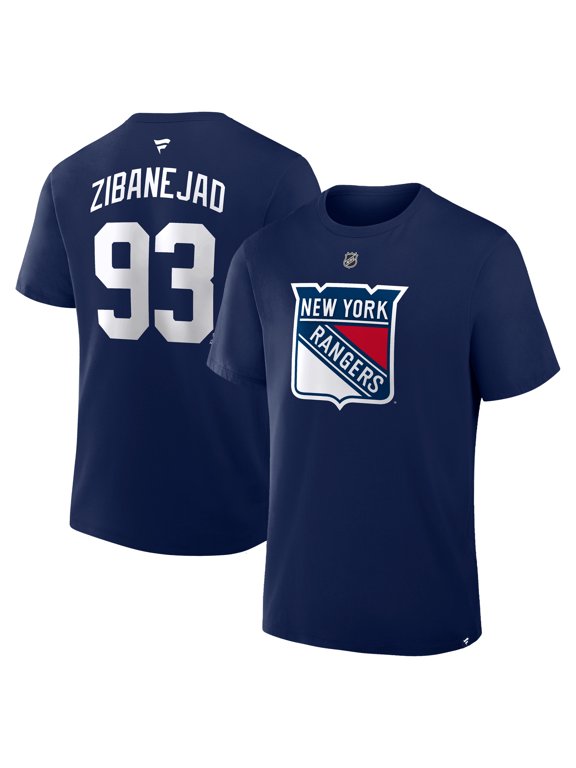 Men's Fanatics Mika Zibanejad Navy New York Rangers Authentic Stack Name & Number T-Shirt