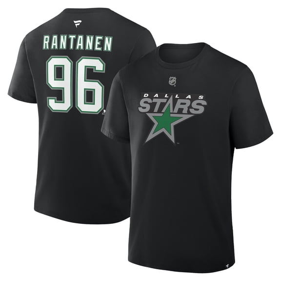 Men's Fanatics Mikko Rantanen Black Dallas Stars Authentic Stack Name & Number T-Shirt