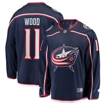 Men's Fanatics Miles Wood Navy Columbus Blue Jackets Home Breakaway Jersey