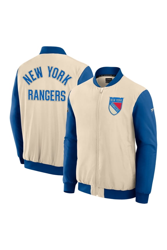 Men's Fanatics Natural New York Rangers 2026 NHL Winter Classic Authentic Pro Full-Zip Bomber Jacket