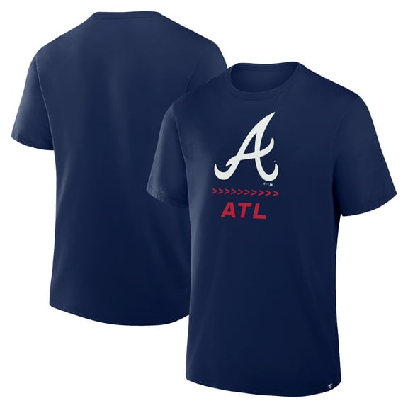 Men's Fanatics Navy Atlanta Braves Clubhouse Legacy Side Swipe T-Shirt