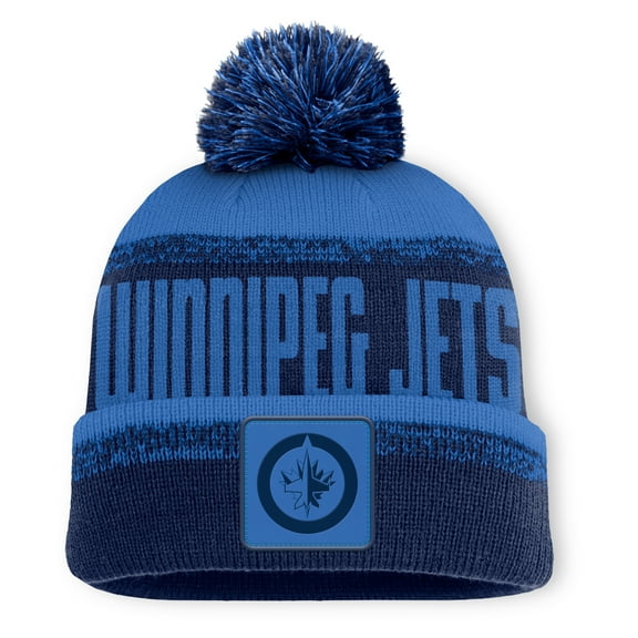 Men's Fanatics Navy/Blue Winnipeg Jets Fundamentals Thrive Cuffed Knit Hat with Pom