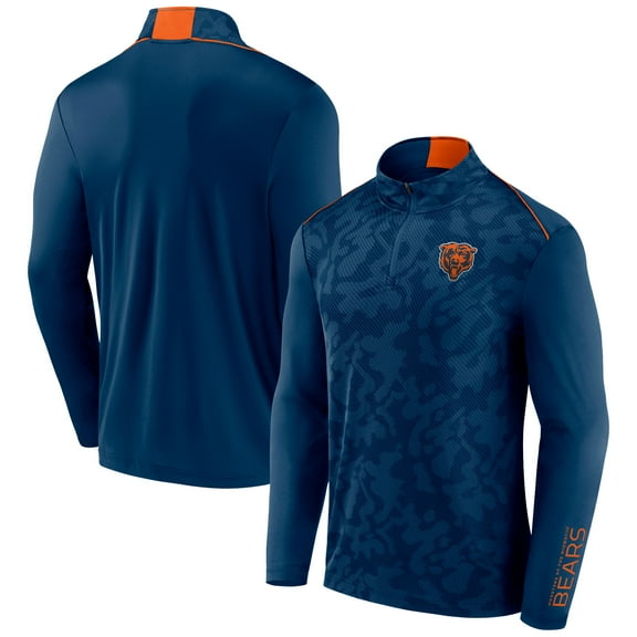 Men's Fanatics Navy Chicago Bears Jacquard Quarter-Zip Pullover Top