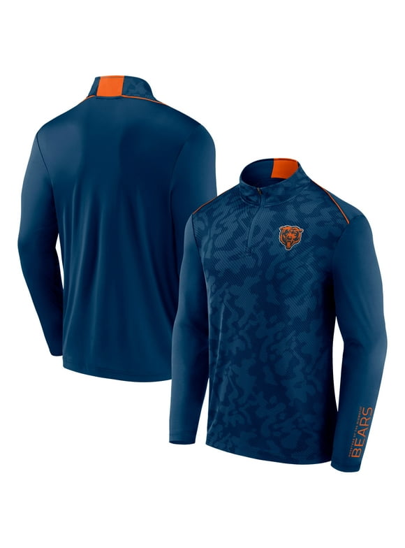 Men's Fanatics Navy Chicago Bears Jacquard Quarter-Zip Pullover Top