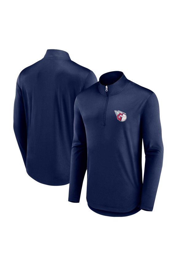 Men's Fanatics Navy Cleveland Guardians Quarterback Quarter-Zip Top