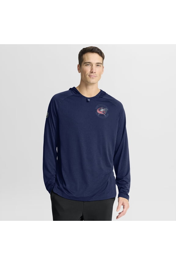 Men's Fanatics Navy Columbus Blue Jackets Authentic Pro Rink Raglan Hoodie