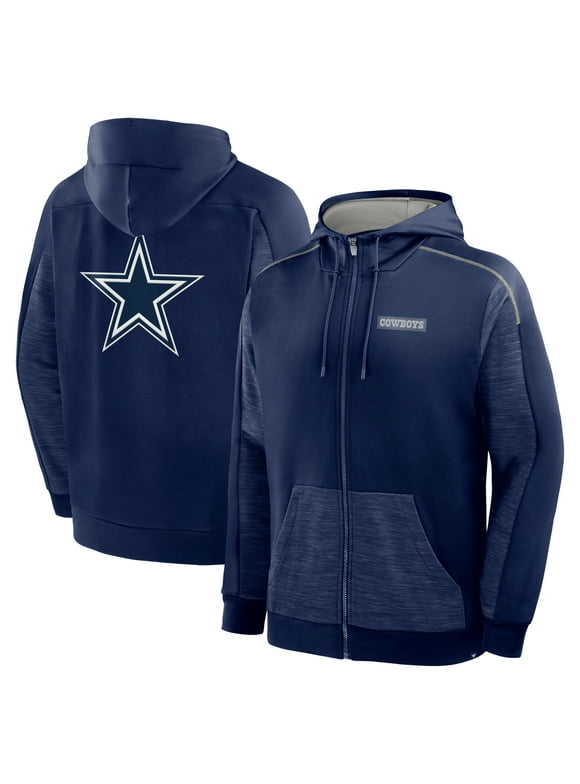 Men's Fanatics Navy Dallas Cowboys Checkdown Pass Full-Zip Hoodie