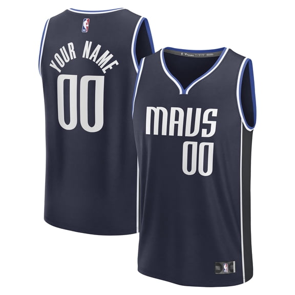 Men's Fanatics Navy Dallas Mavericks Fast Break Custom Jersey - Statement Edition