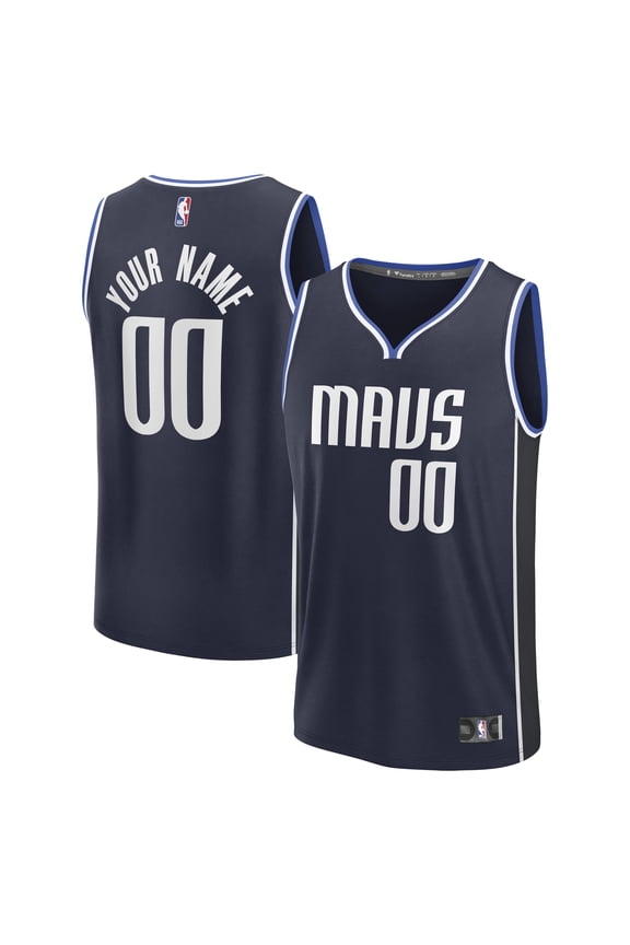 Men's Fanatics Navy Dallas Mavericks Fast Break Custom Jersey - Statement Edition