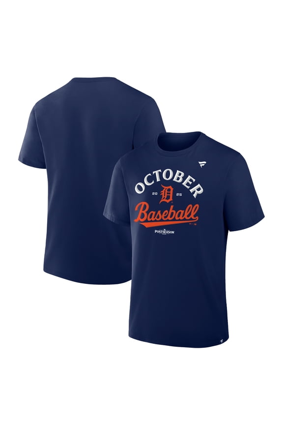 Men's Fanatics Navy Detroit Tigers 2025 MLB Postseason Locker Room T-Shirt