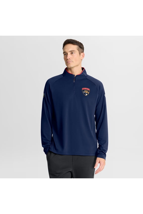 Men's Fanatics Navy Florida Panthers Authentic Pro Rink Training Quarter-Zip Pullover