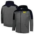 thumbnail image 1 of Men's Fanatics Navy/Gray Michigan Wolverines Big & Tall Pieced Full-Zip Hoodie Jacket, 1 of 3