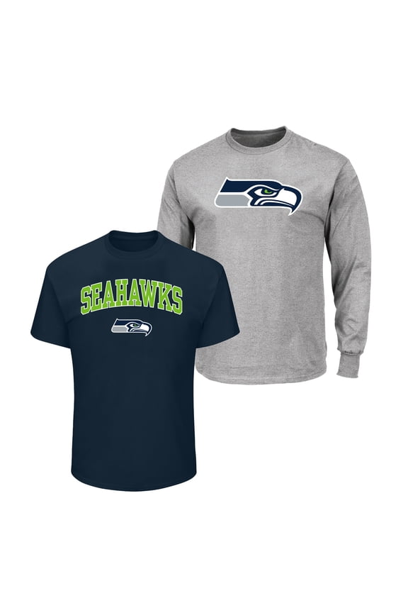 Men's Fanatics  Navy/Heather Gray Seattle Seahawks Big & Tall 2-Pack T-Shirt Set