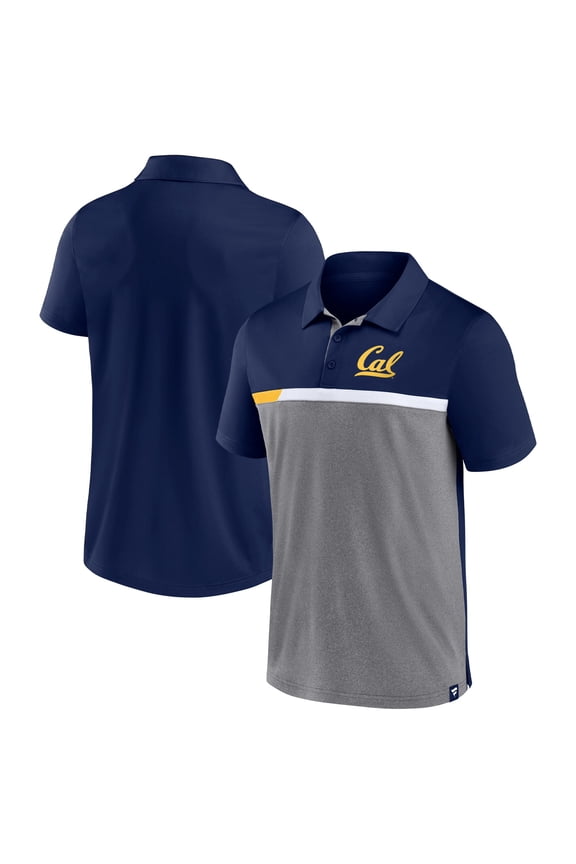 Men's Fanatics Navy/Heathered Gray Cal Bears Split Block Color Block Polo