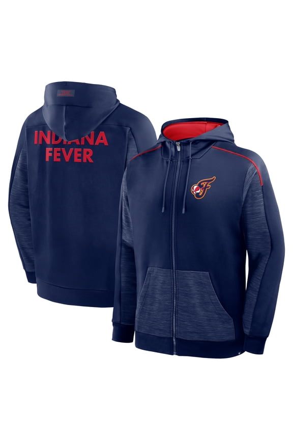 Men's Fanatics Navy Indiana Fever Back Door Cut Play Defender Full-Zip Hoodie