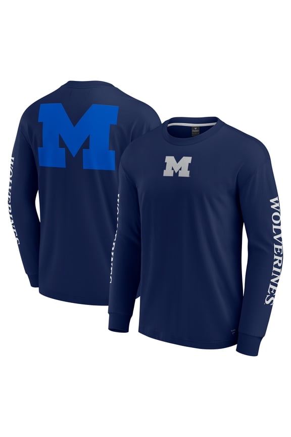 Men's Fanatics Navy Michigan Wolverines Strive Long Sleeve T-Shirt
