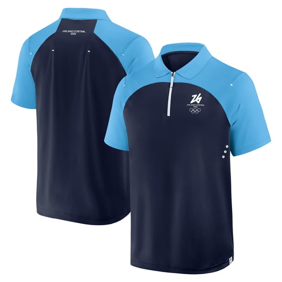 Men's Fanatics Navy Milano Cortina 2026 Winter Olympics Tech Raglan Quarter-Zip Polo