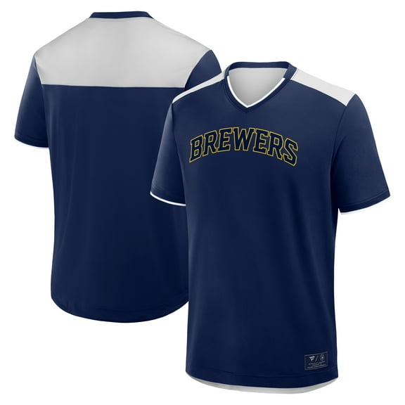 Men's Fanatics Navy Milwaukee Brewers Walk Off V-Neck T-Shirt