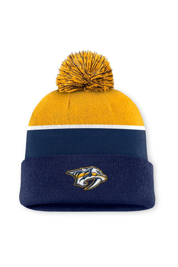 Men's Fanatics Navy Nashville Predators Authentic Pro Rink Cuffed Knit Hat with Pom