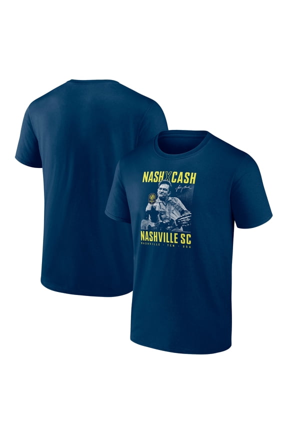 Men's Fanatics  Navy Nashville SC x Johnny Cash Finger T-Shirt