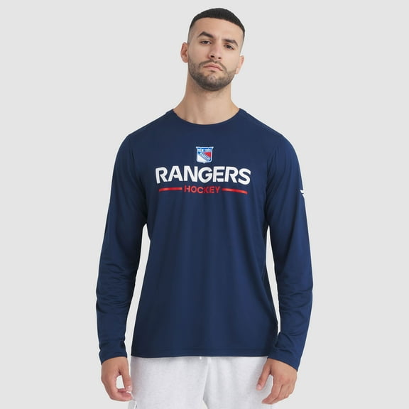 Men's Fanatics Navy New York Rangers Authentic Pro Rink Tech Long Sleeve T-Shirt
