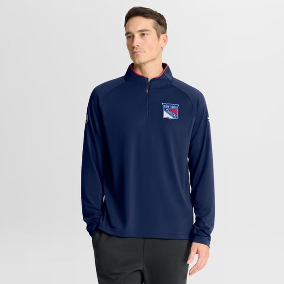 Men's Fanatics Navy New York Rangers Authentic Pro Rink Training Quarter-Zip Pullover