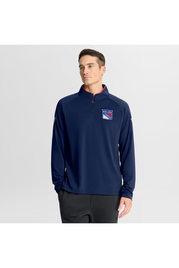 Men's Fanatics Navy New York Rangers Authentic Pro Rink Training Quarter-Zip Pullover