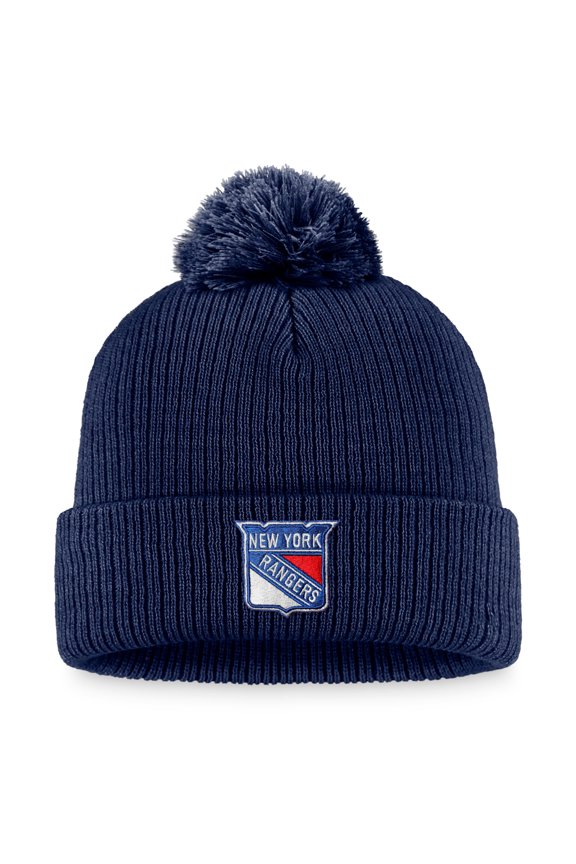 Men's Fanatics Navy New York Rangers Primary Logo Cuffed Knit Hat with Pom