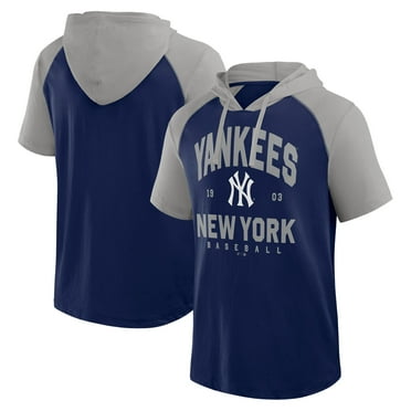Men's-Fanatics  Navy New York Yankees Prime Raglan Short Sleeve Hoodie T-Shirt