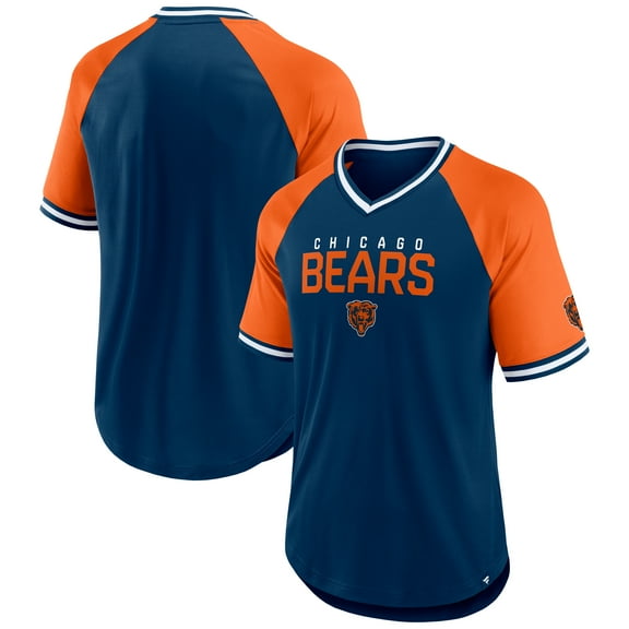 Men's Fanatics Navy/Orange Chicago Bears Hashmark Raglan-T-Shirt