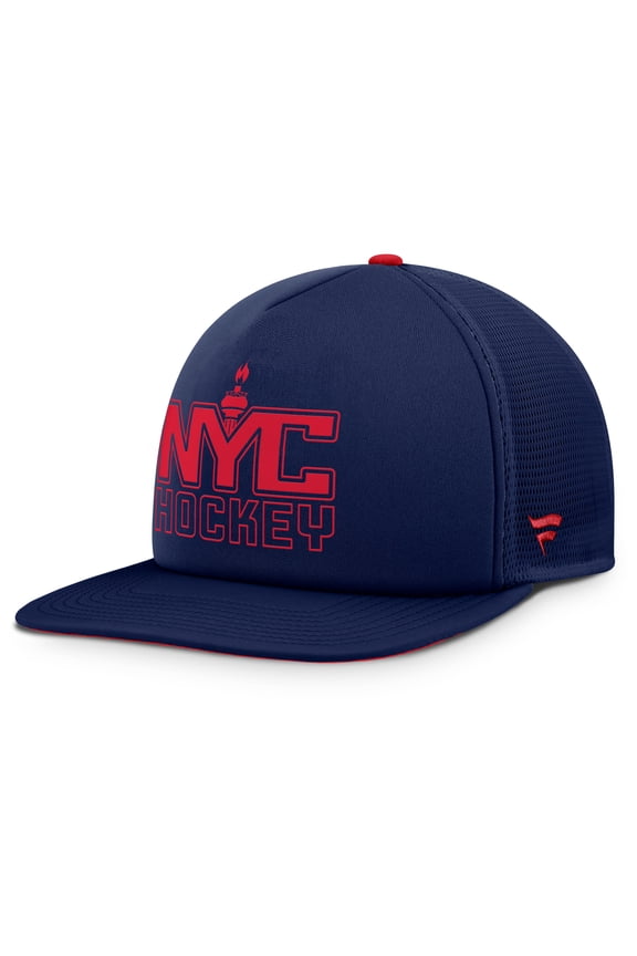 Men's Fanatics Navy/Red New York Rangers Authentic Pro Hometown Rink Foam Trucker Snapback Hat