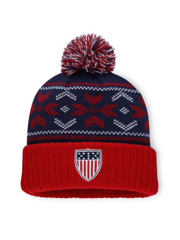 Men's Fanatics Navy/Red Team USA Olympics Snowday Cuffed Knit Hat with Pom