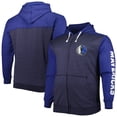 thumbnail image 1 of Men's Fanatics Navy/Royal Dallas Mavericks Big & Tall Down and Distance Full-Zip Hoodie, 1 of 3