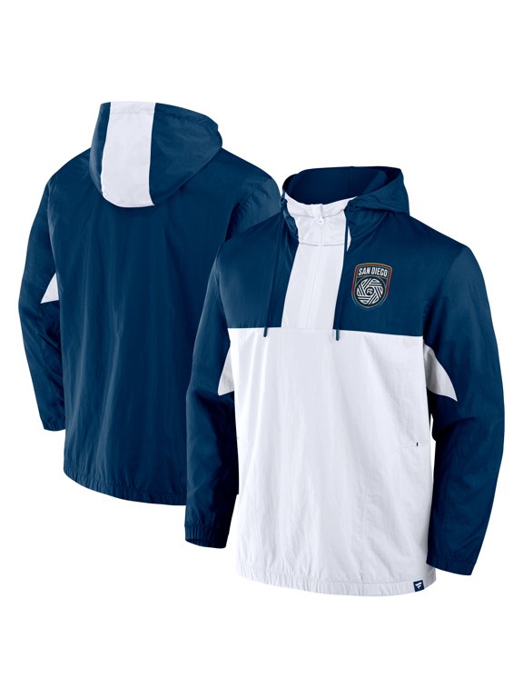 Men's Fanatics Navy San Diego FC Free Kick Woven Quarter-Zip Hoodie Jacket