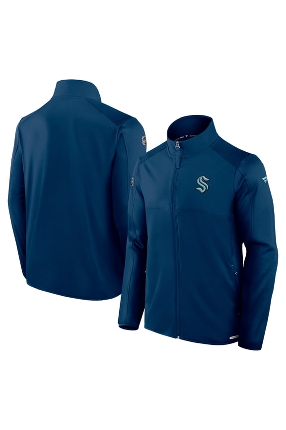 Men's Fanatics Navy Seattle Kraken Authentic Pro Rink Fleece Full-Zip Jacket
