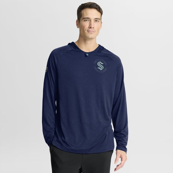 Men's Fanatics Navy Seattle Kraken Authentic Pro Rink Raglan Hoodie