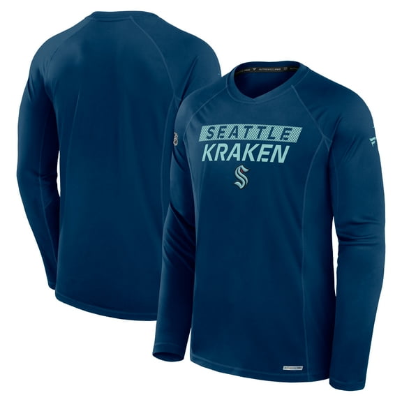 Men's Fanatics Navy Seattle Kraken Authentic Pro Rink Tech Long Sleeve T-Shirt