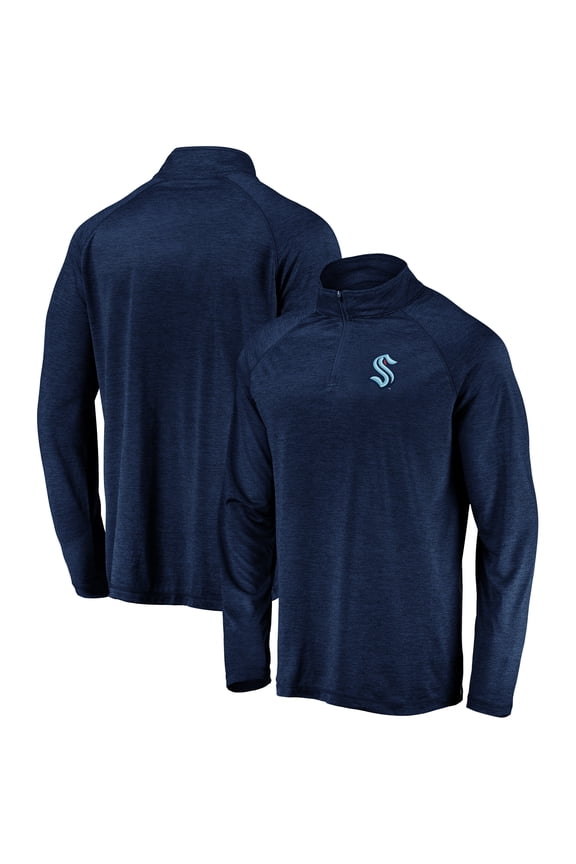 Men's Navy Seattle Kraken Primary Logo Quarter-Zip Pullover Fleece Jacket