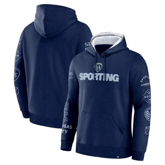 Men's Fanatics  Navy Sporting Kansas City Penalty Kick Legacy Pullover Hoodie