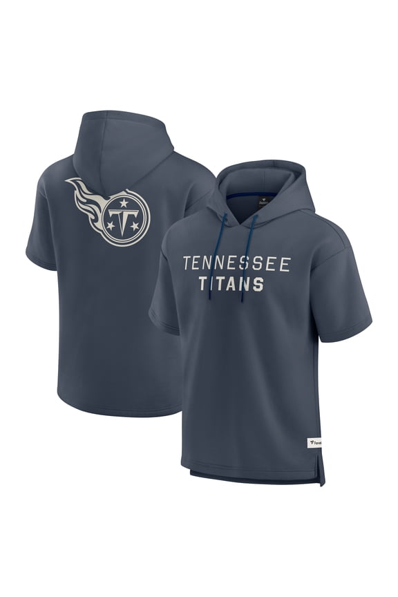 Men's Fanatics Navy Tennessee Titans Elements Future Ground Lettering Short Sleeve Pullover Hoodie