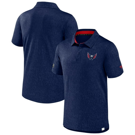 Men's Fanatics Navy Washington Capitals Authentic Pro Jacquard Polo
