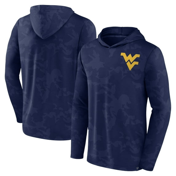 Men's Fanatics Navy West Virginia Mountaineers Camo Hoodie Long Sleeve T-Shirt