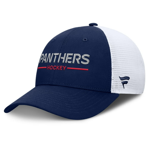 Men's Fanatics Navy/White Florida Panthers Authentic Pro Rink Lockup Adjustable Trucker Hat