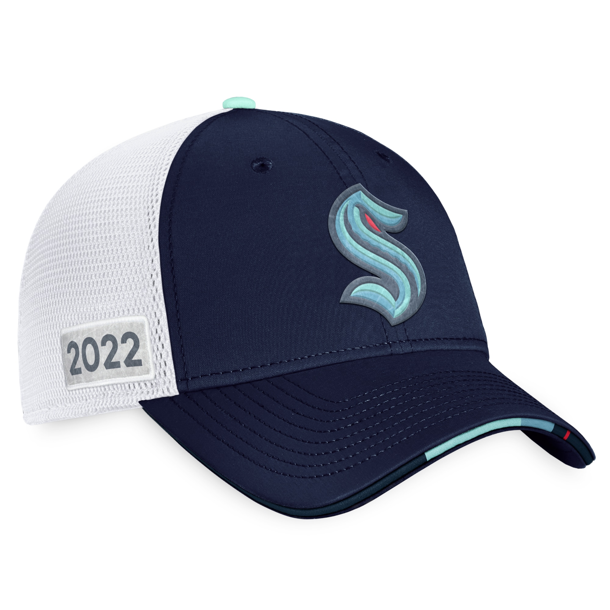 Men's Fanatics Navy/White Seattle Kraken 2022 NHL Draft Authentic Pro On Stage Trucker Adjustable Hat