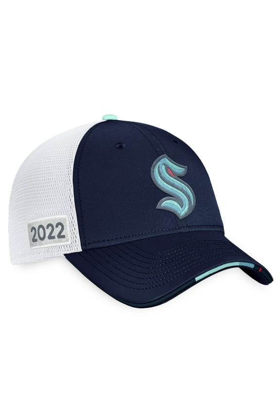 Men's Fanatics Navy/White Seattle Kraken 2022 NHL Draft Authentic Pro On Stage Trucker Adjustable Hat
