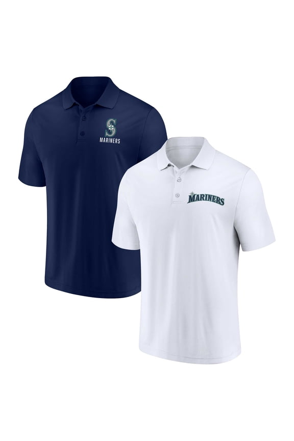 Men's Fanatics Navy/White Seattle Mariners Two-Pack Logo Lockup Polo Set