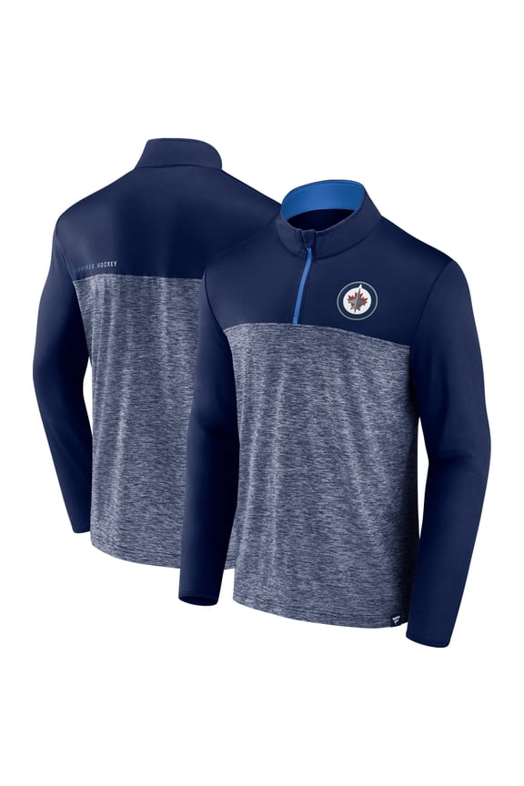 Men's Fanatics Navy Winnipeg Jets Iconic Defender Quarter-Zip Jacket