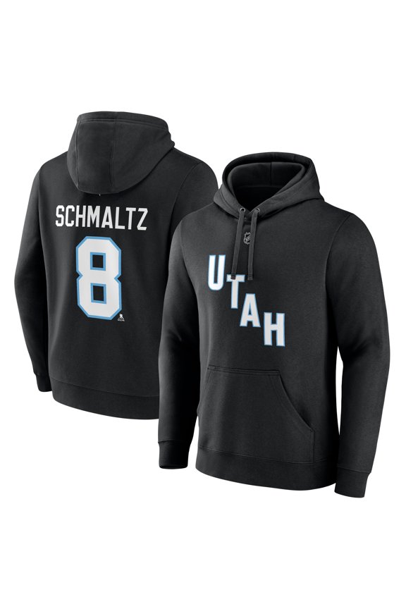 Men's Fanatics Nick Schmaltz Black NHL Utah Authentic Stack Name & Number Tri-Blend Pullover Hoodie