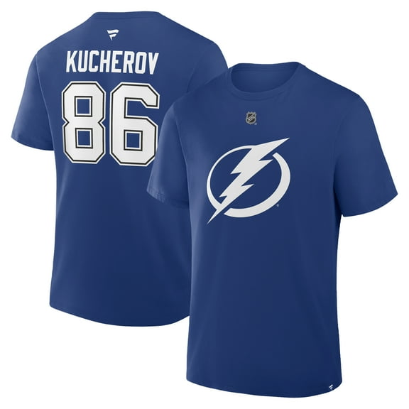 Men's Fanatics Nikita Kucherov Blue Tampa Bay Lightning Authentic Stack Name & Number T-Shirt