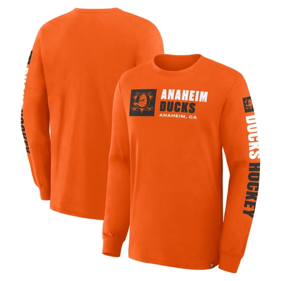 Men's Fanatics Orange Anaheim Ducks Goal Crease Legacy Long Sleeve T-Shirt